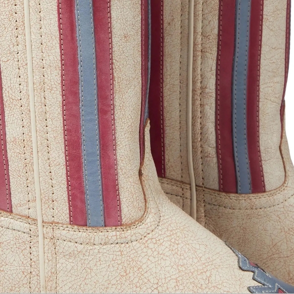 Women's Laredo Cady Leather Patriotic Snip Toe Off White Boots 7.5 M - Picture 5 of 7